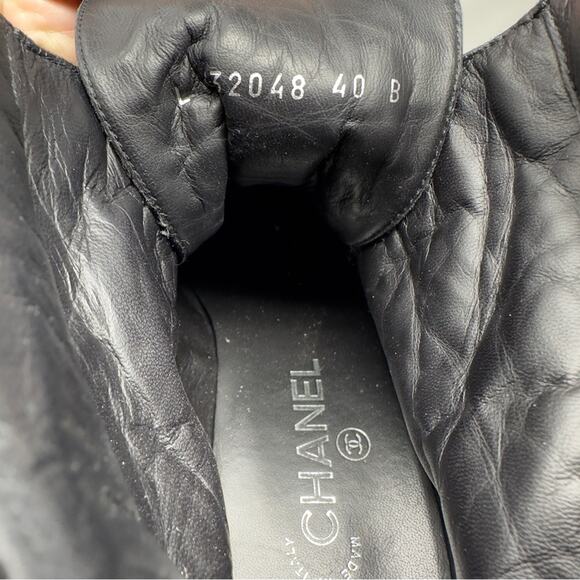 Chanel Tweed Lace Up Combat Ankle Boots 40 - Picture 12 of 13
